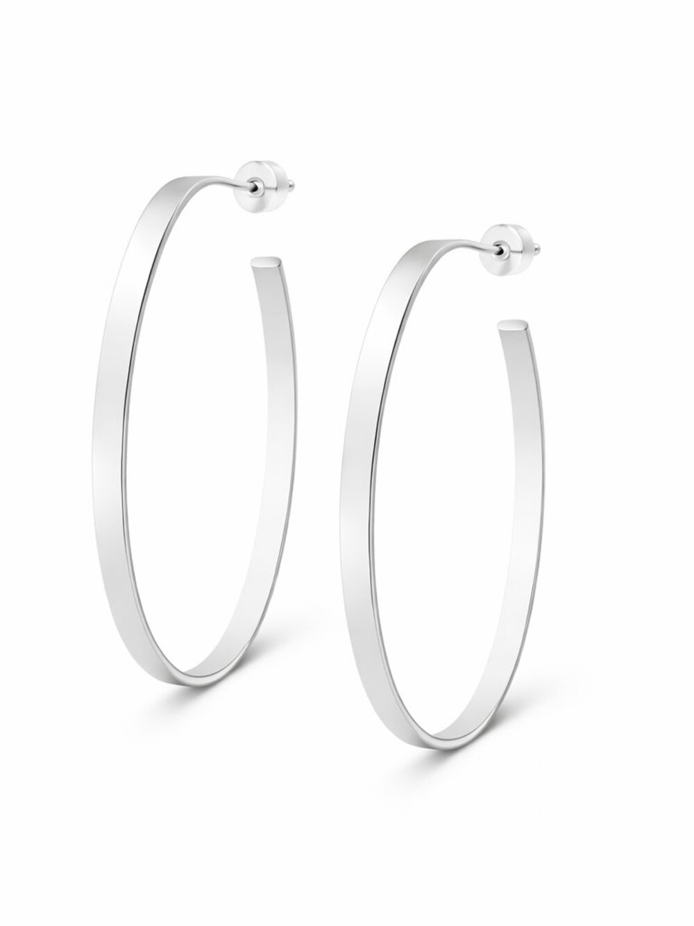 Sterling Silver “Modern Sculptural Hoop” Earrings-Statement Hoops